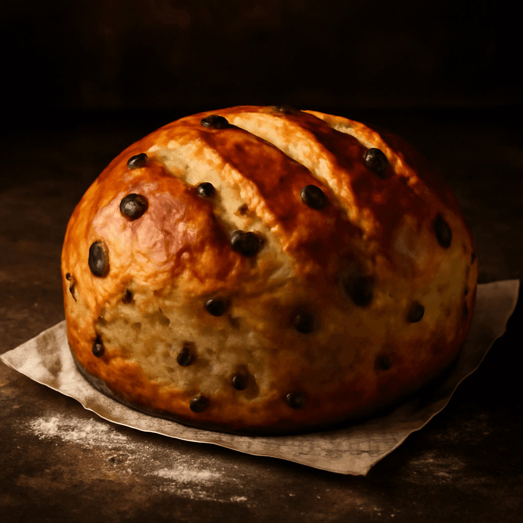 Julekake (Norwegian Christmas Bread) - freshly baked bread